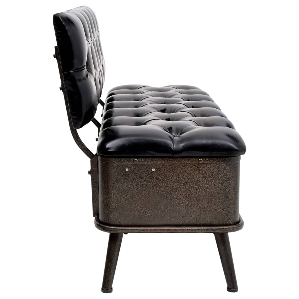 Banc de rangement avec dossier 110 cm Noir Similicuir - XIOS