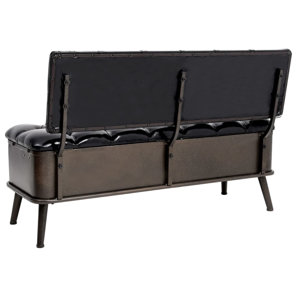 Banc de rangement avec dossier 110 cm Noir Similicuir - XIOS