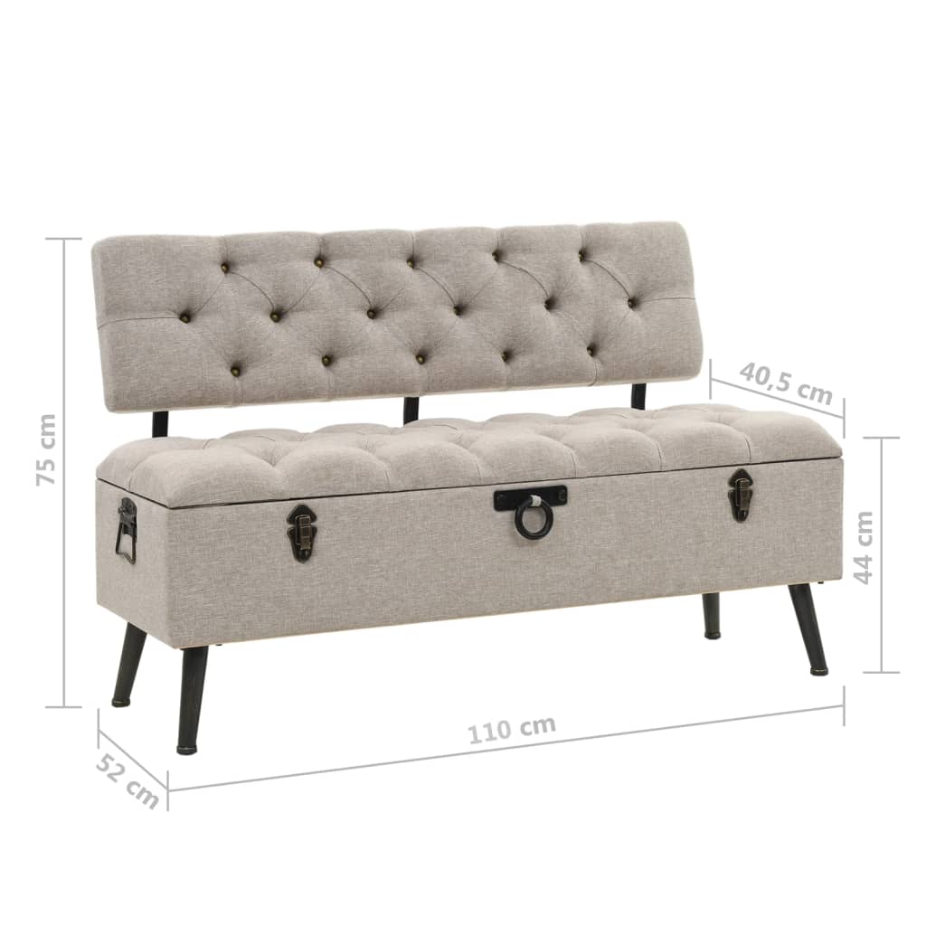 Banc de rangement avec dossier 110 cm Crème Tissu - XIOS