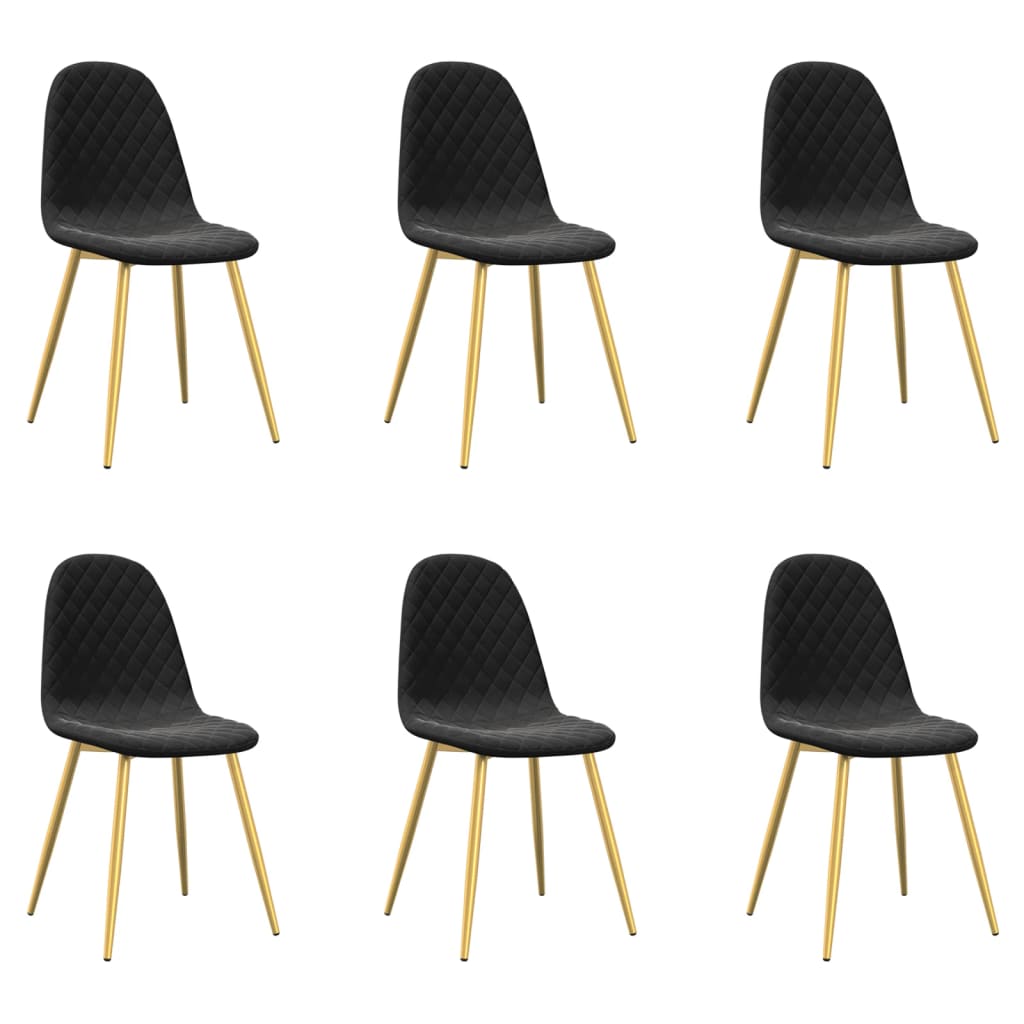 Chaises à manger lot de 6 noir velours - XIOS