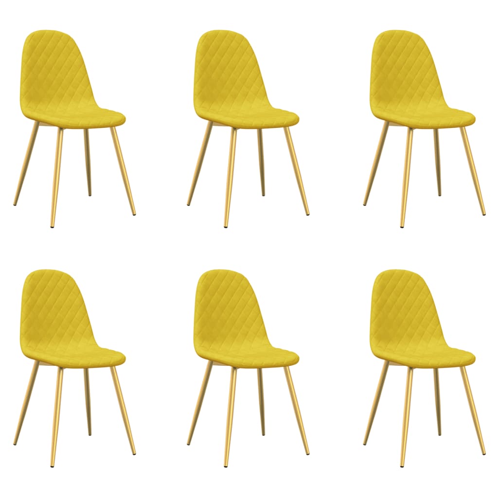Chaises à manger lot de 6 Jaune moutarde Velours - XIOS