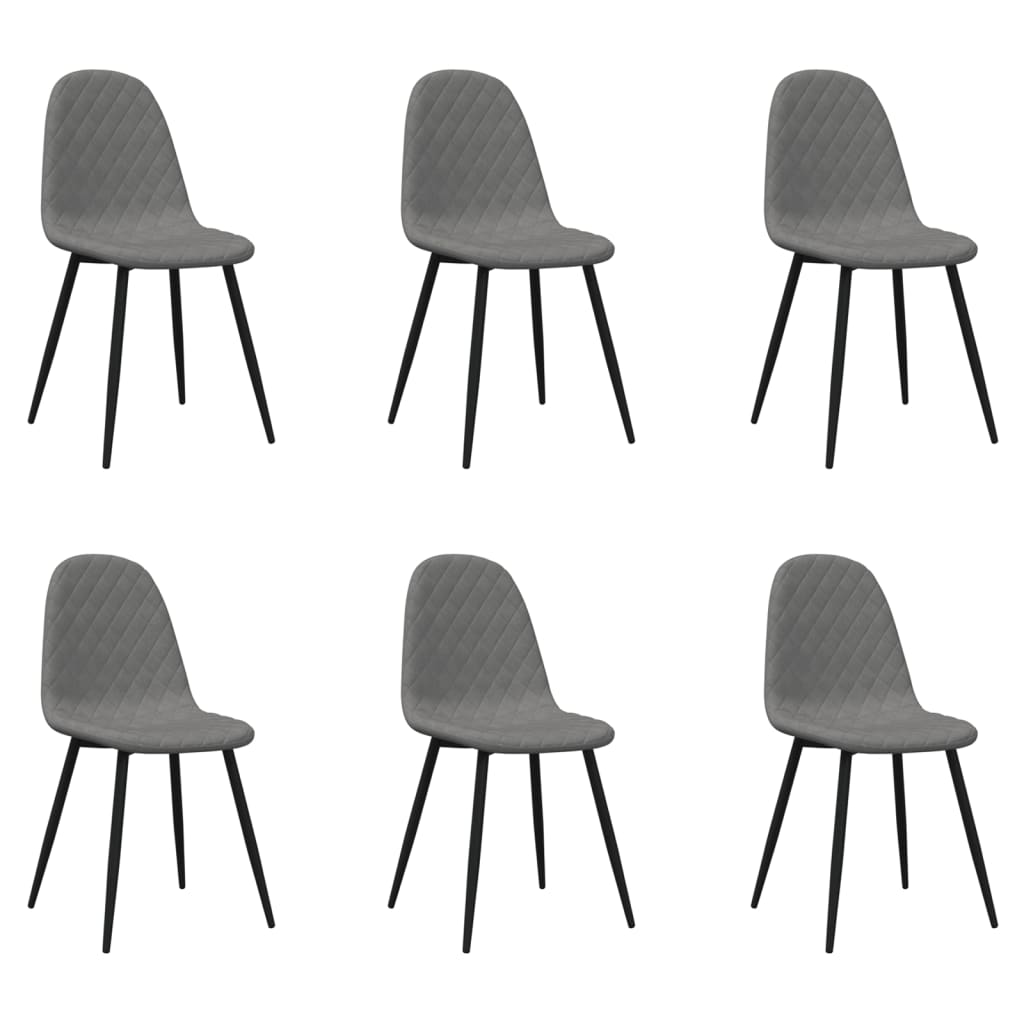 Chaises à manger lot de 6 gris clair velours - XIOS