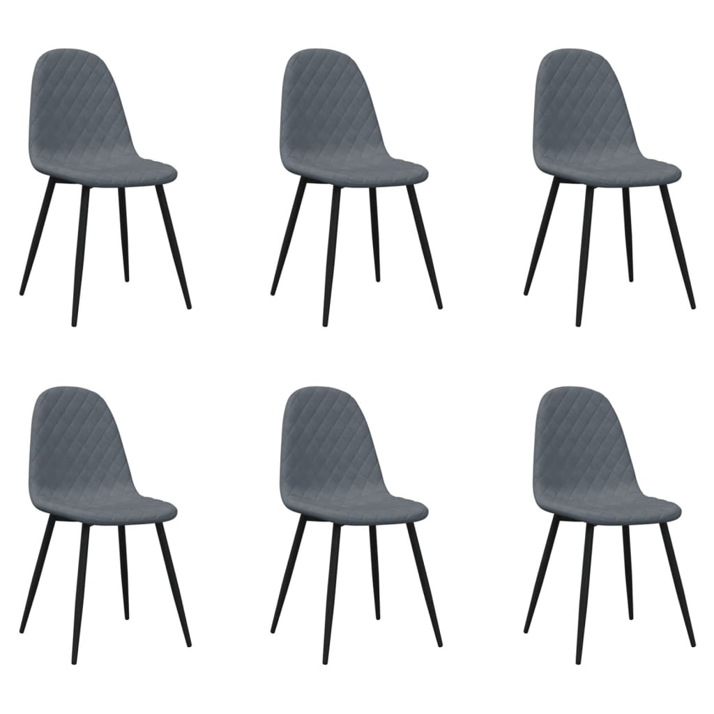 Chaises à manger lot de 6 gris foncé velours - XIOS