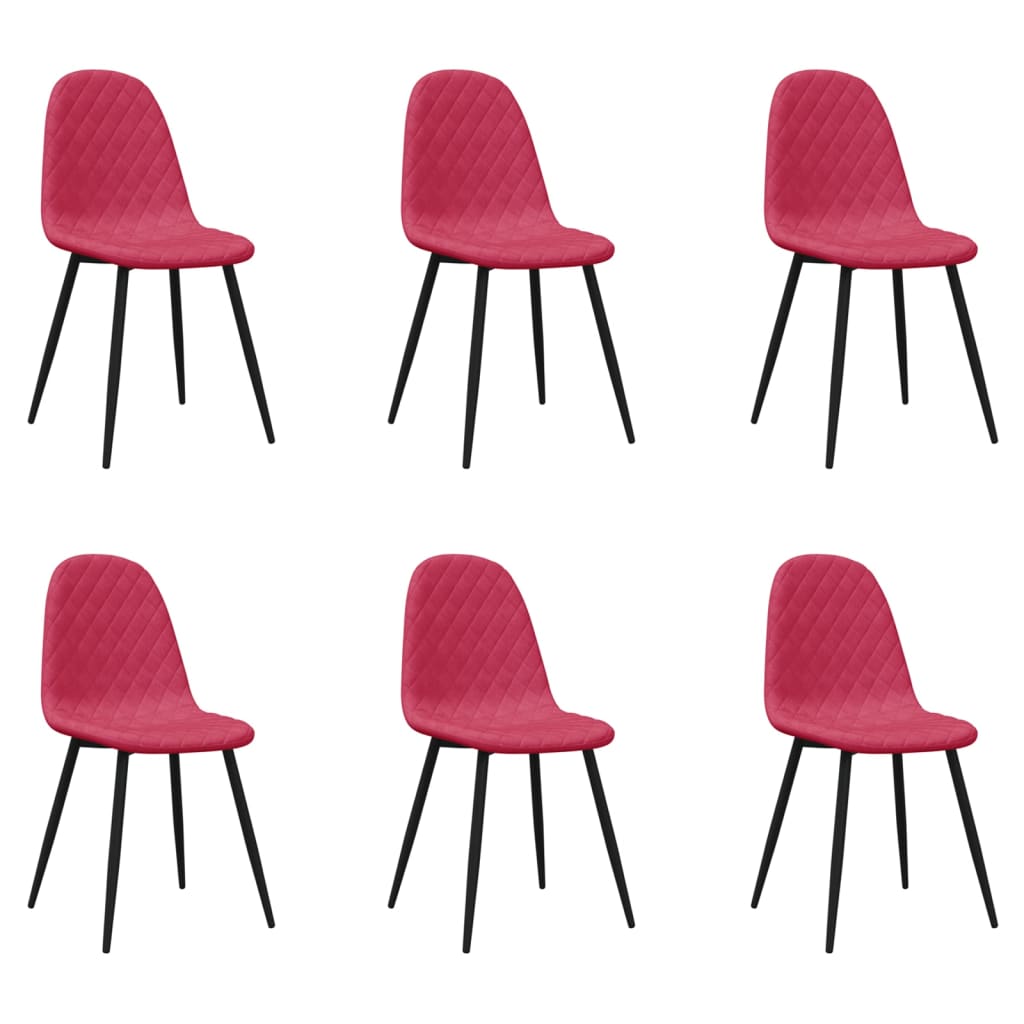 Chaises à manger lot de 6 rouge bordeaux velours - XIOS