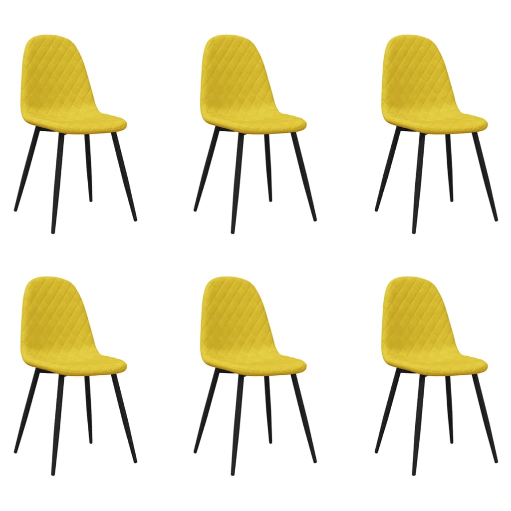 Chaises à manger lot de 6 Jaune moutarde Velours - XIOS