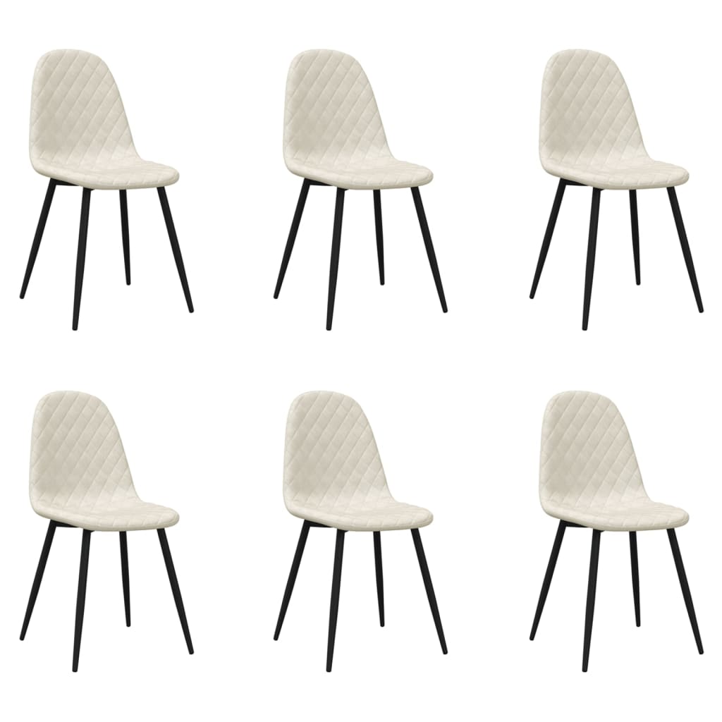 Chaises à manger lot de 6 blanc crème velours - XIOS