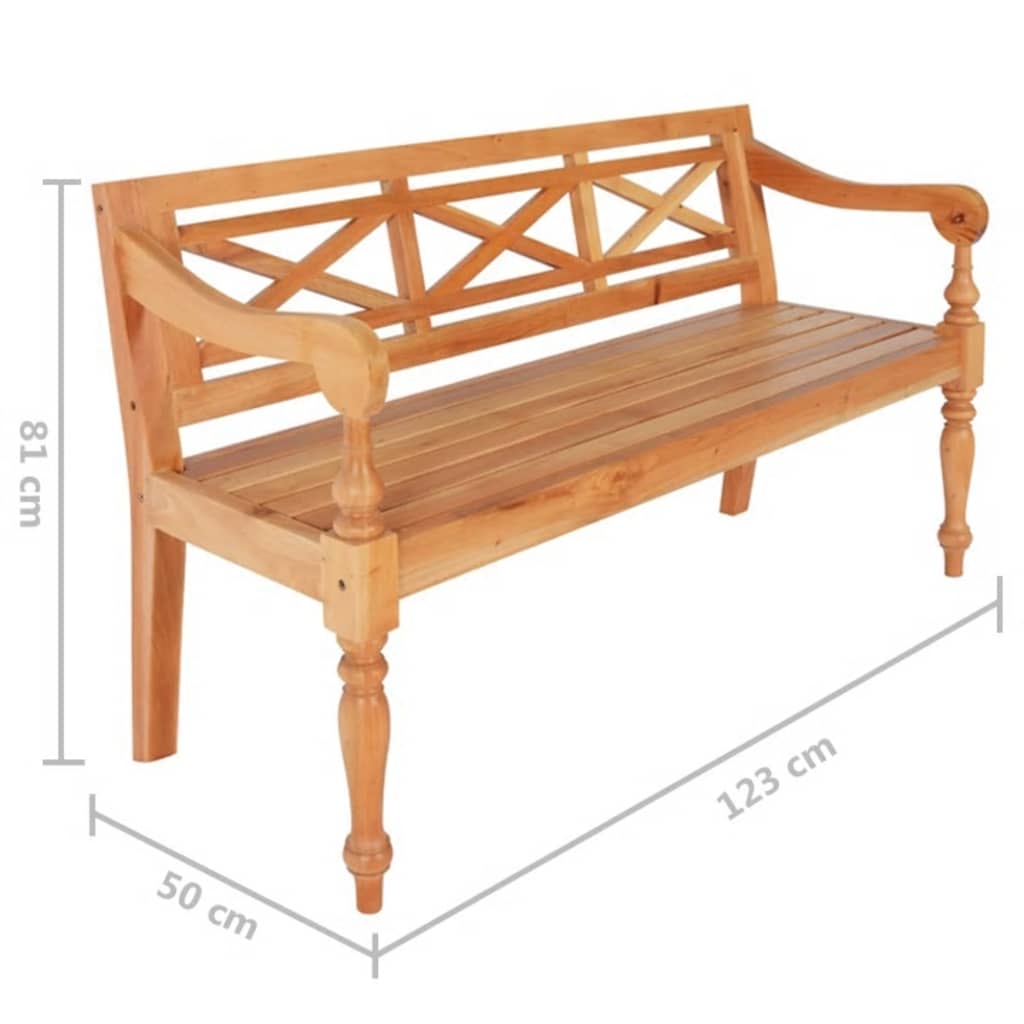 Banc Batavia 123 cm Bois d'acajou massif Marron clair - XIOS