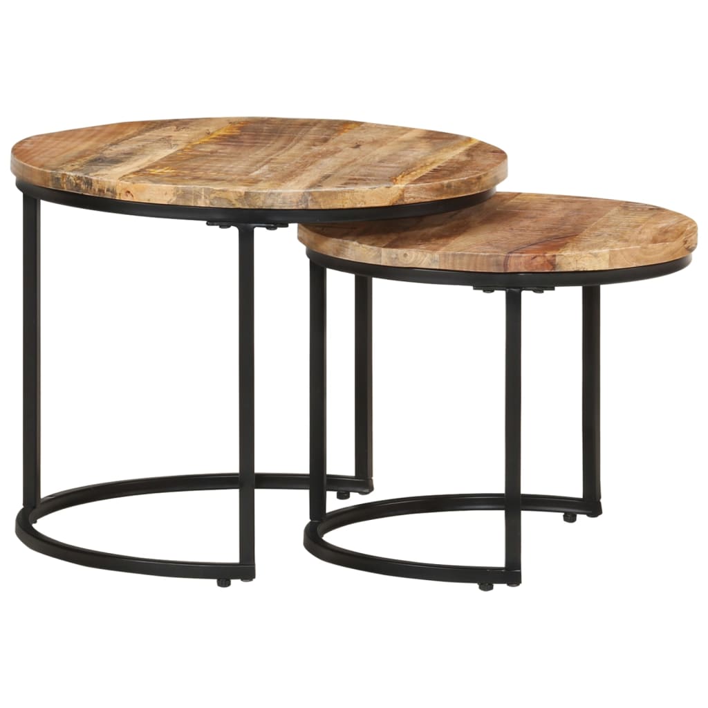Tables gigognes 2 pcs Bois de manguier brut - XIOS