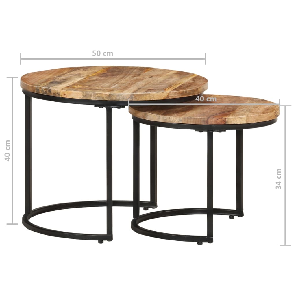 Tables gigognes 2 pcs Bois de manguier brut - XIOS