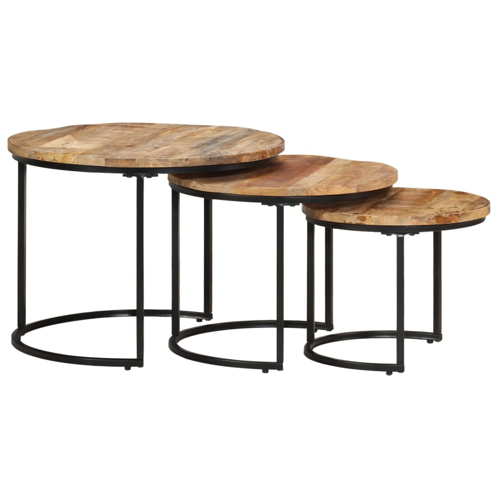 Tables gigognes 3 pcs Bois de manguier brut - XIOS