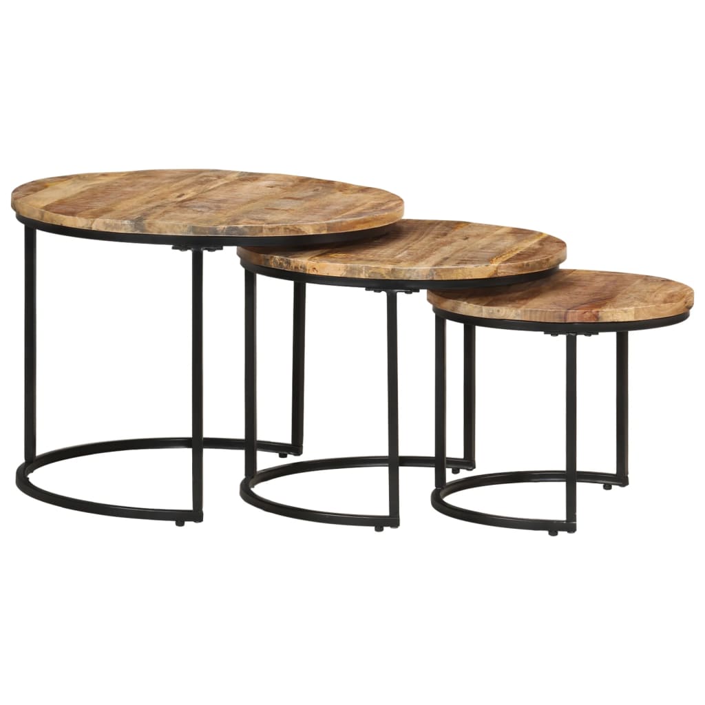Tables gigognes 3 pcs Bois de manguier brut - XIOS