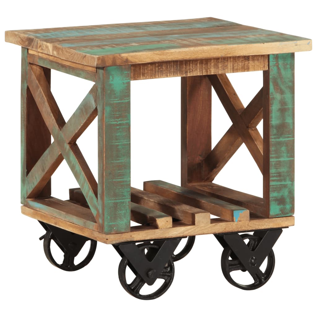Table d'appoint avec roulettes 40x40x42 cm Bois de récupération - XIOS