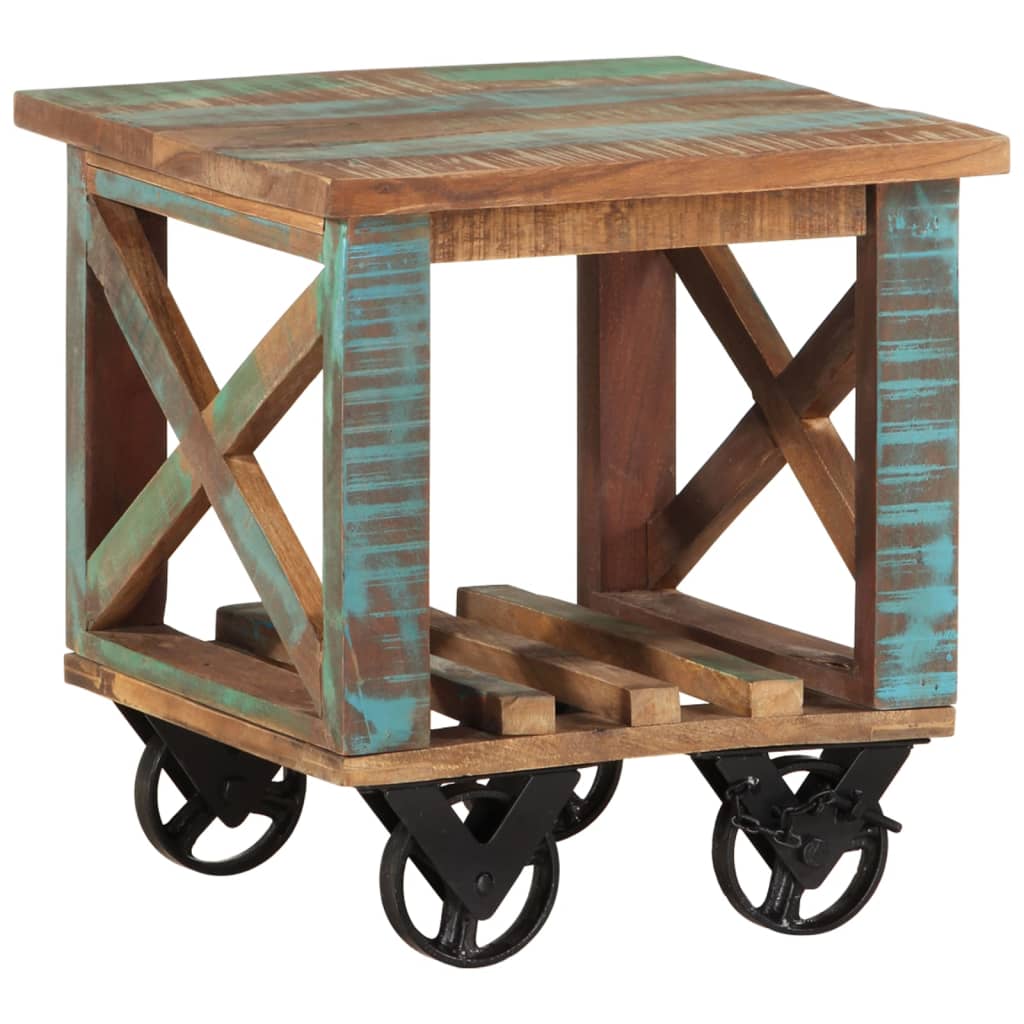 Table d'appoint avec roulettes 40x40x42 cm Bois de récupération - XIOS