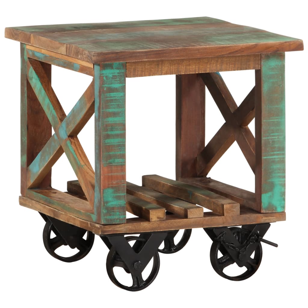 Table d'appoint avec roulettes 40x40x42 cm Bois de récupération - XIOS