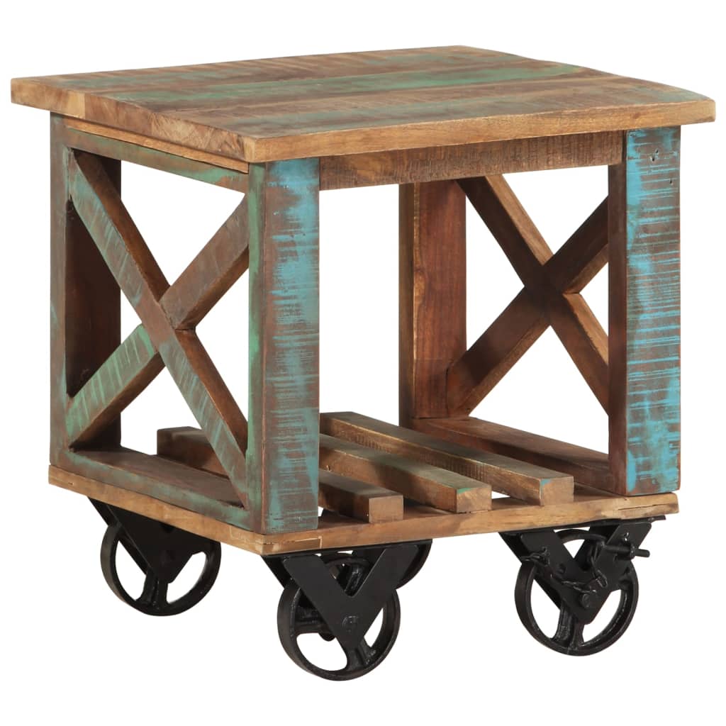 Table d'appoint avec roulettes 40x40x42 cm Bois de récupération - XIOS