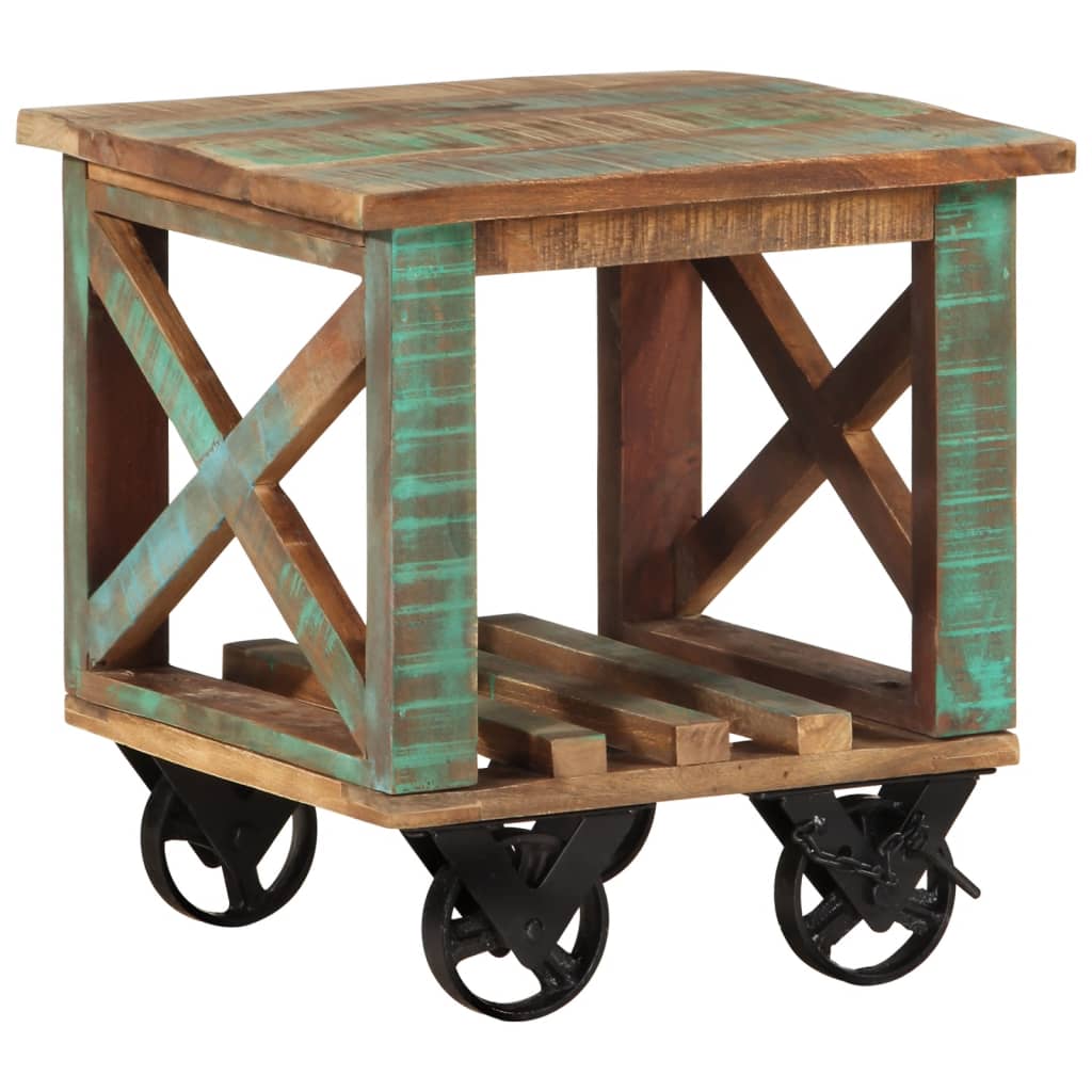 Table d'appoint avec roulettes 40x40x42 cm Bois de récupération - XIOS
