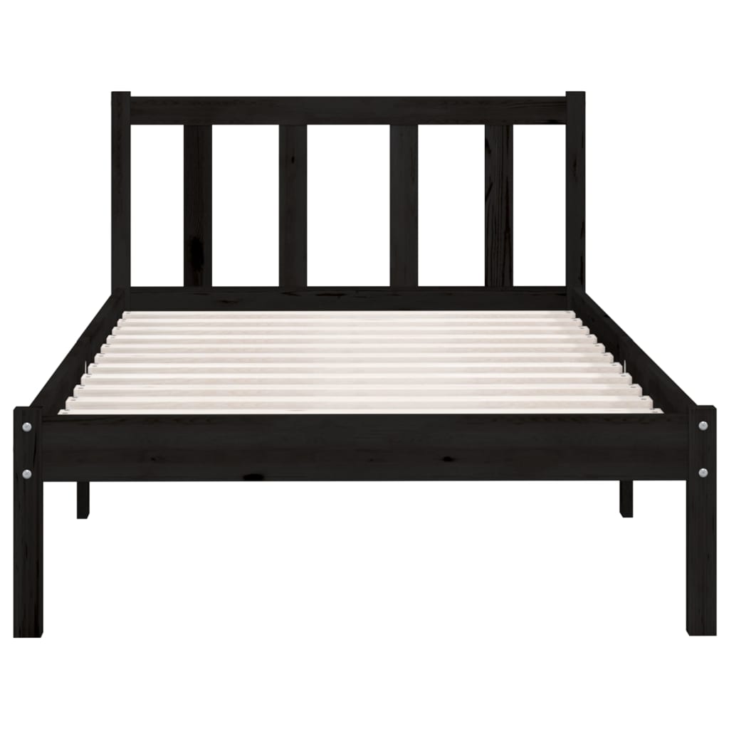 Cadre de lit sans matelas noir bois massif - XIOS