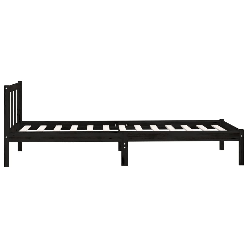 Cadre de lit sans matelas noir bois massif - XIOS