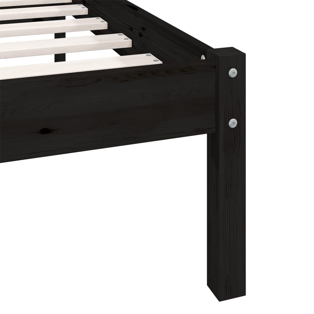 Cadre de lit sans matelas noir bois massif - XIOS