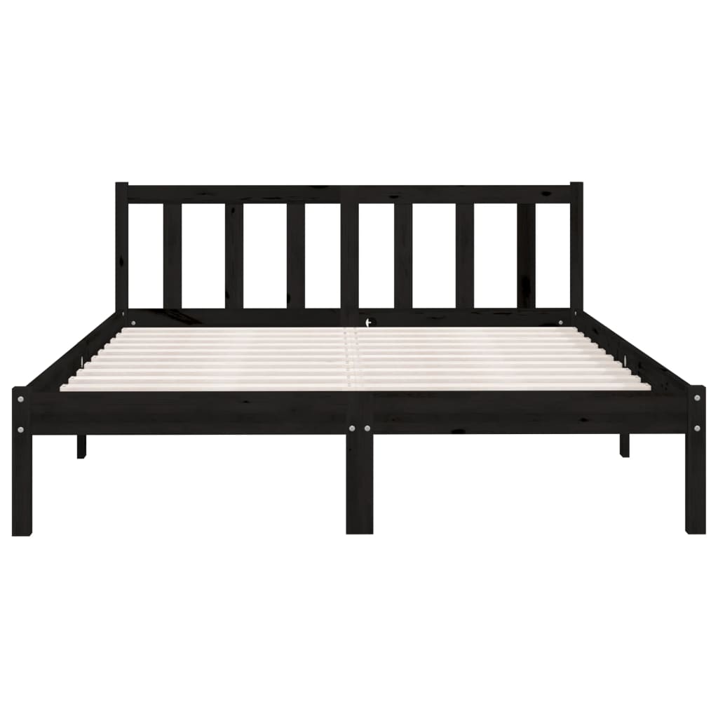 Cadre de lit sans matelas noir bois massif - XIOS