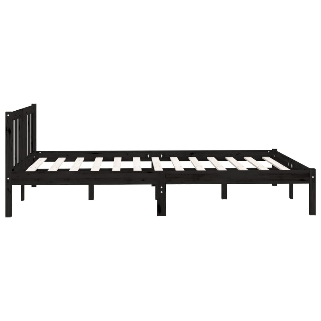 Cadre de lit sans matelas noir bois massif - XIOS