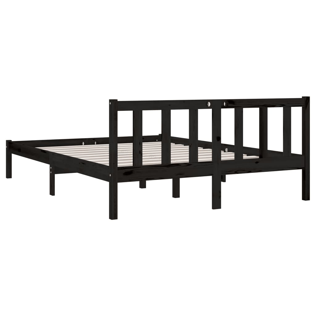 Cadre de lit sans matelas noir bois massif - XIOS