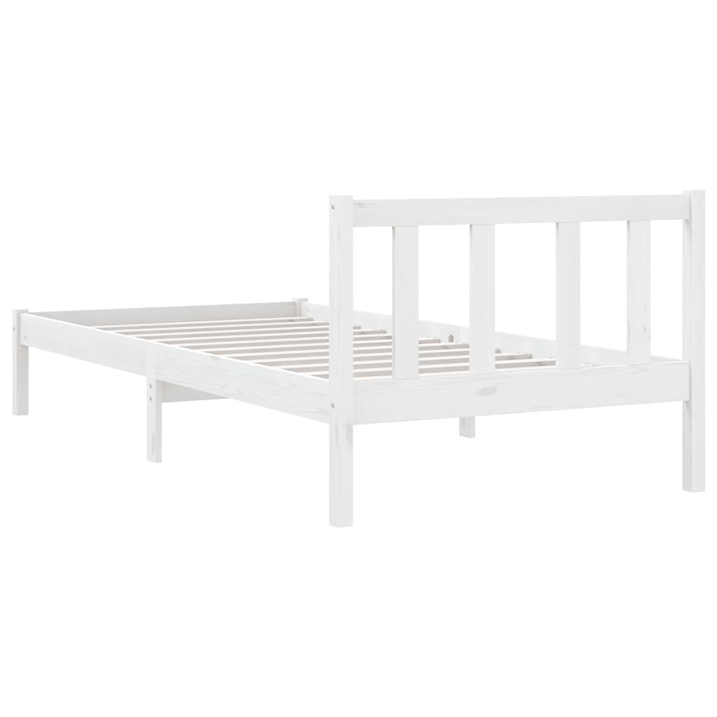 Cadre de lit sans matelas blanc bois massif 90x200 cm - XIOS