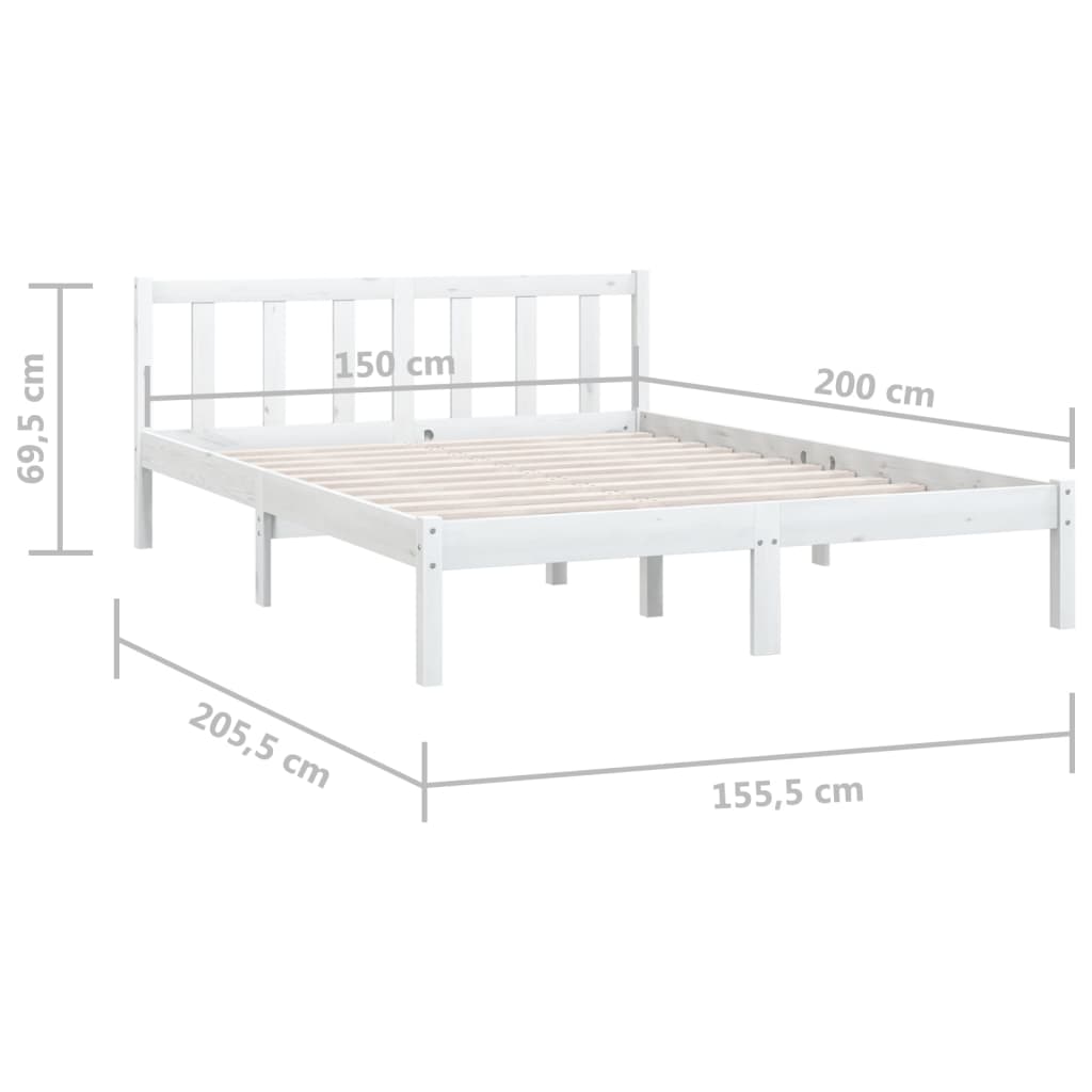 Cadre de lit sans matelas blanc bois de pin massif - XIOS