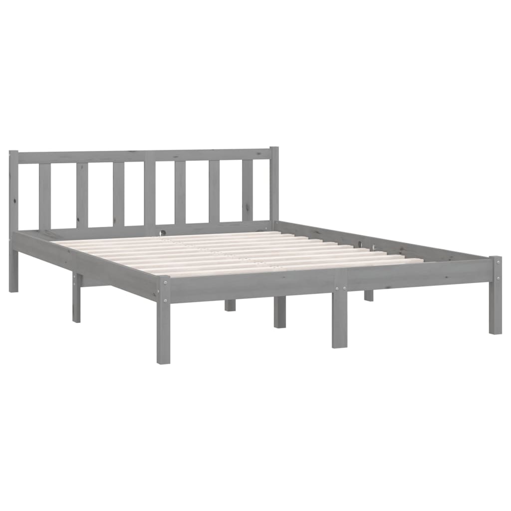 Cadre de lit sans matelas gris bois de pin massif - XIOS