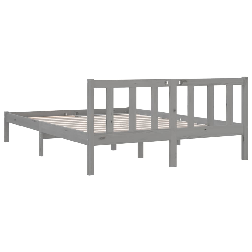 Cadre de lit sans matelas gris bois de pin massif - XIOS