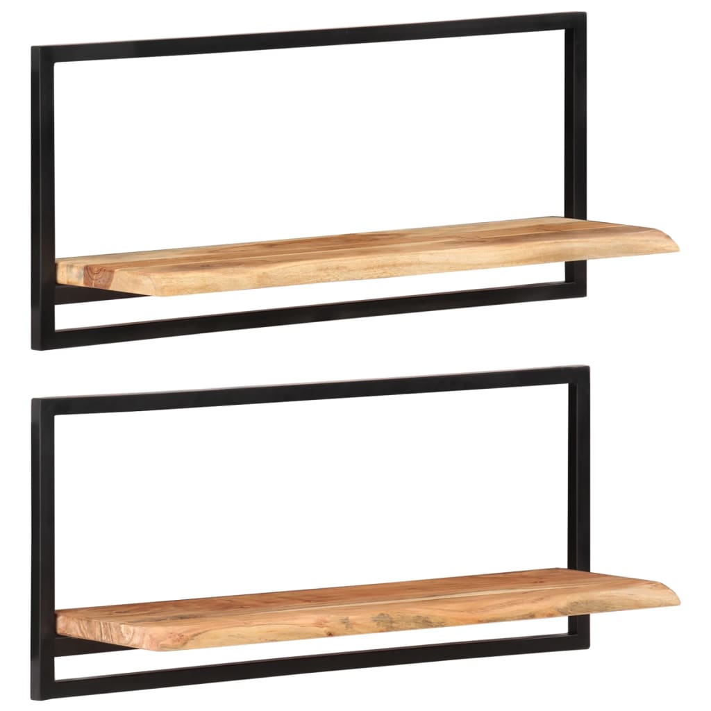 Étagères murales 2 pcs 80x25x35 cm Bois d'acacia et acier - XIOS
