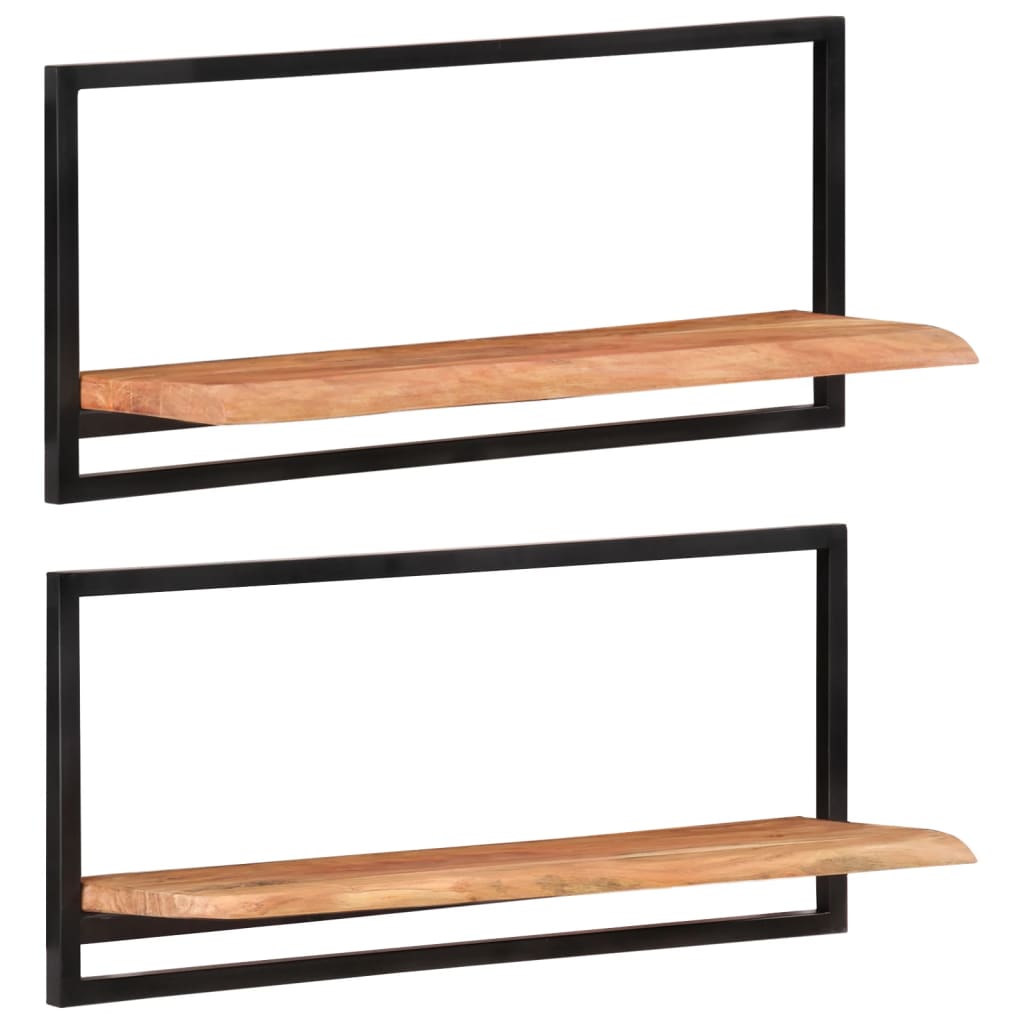 Étagères murales 2 pcs 80x25x35 cm Bois d'acacia et acier - XIOS