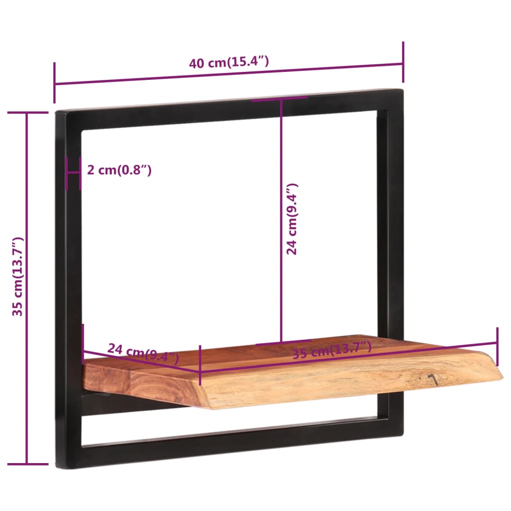 Étagères murales 2 pcs 40x24x35 cm Bois d'acacia et acier - XIOS