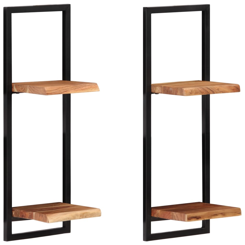 Étagères murales 2 pcs 25x25x75 cm Bois d'acacia et acier - XIOS