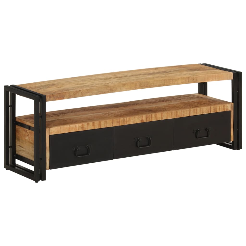 Meuble TV 120x30x40 cm Bois massif de manguier - XIOS