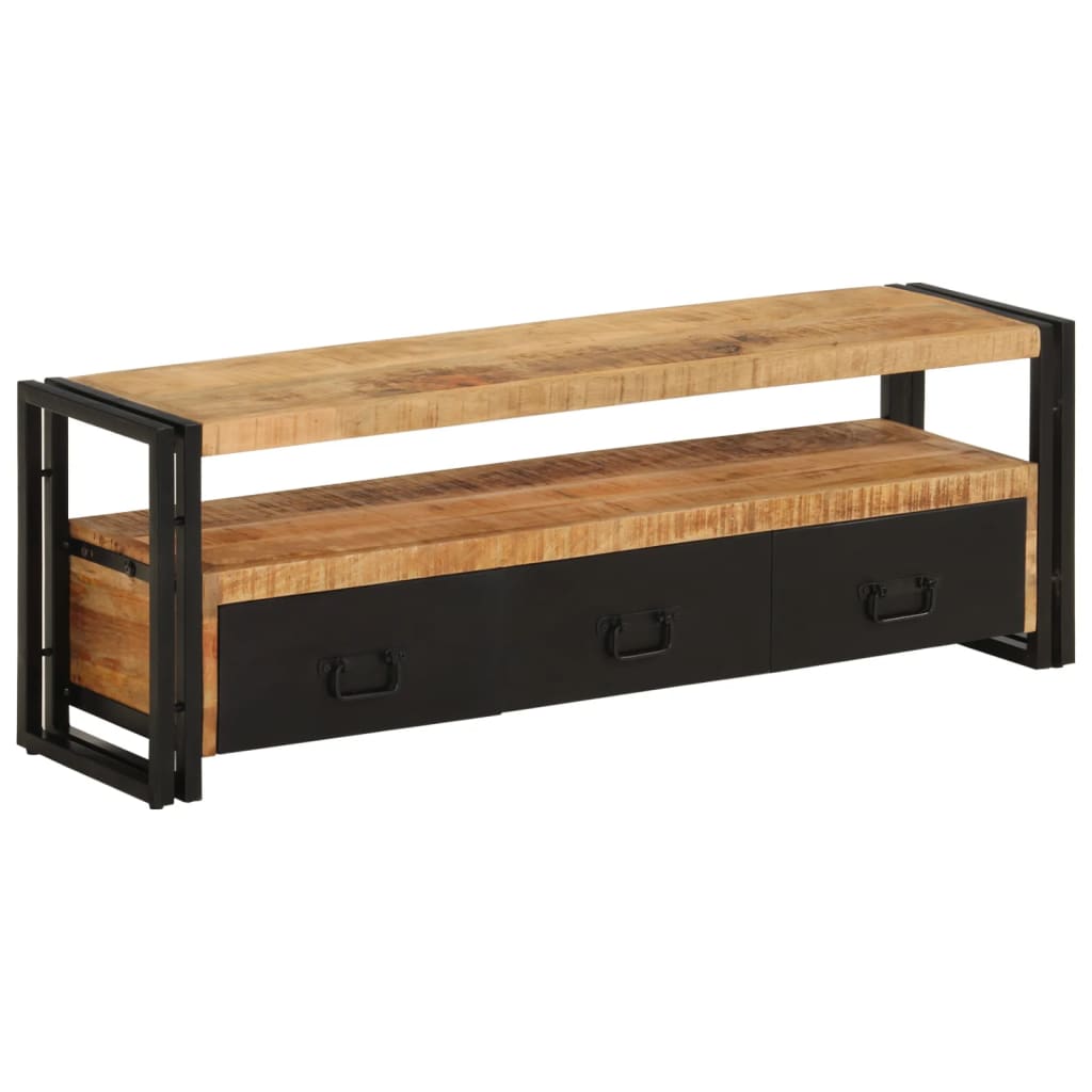 Meuble TV 120x30x40 cm Bois massif de manguier - XIOS
