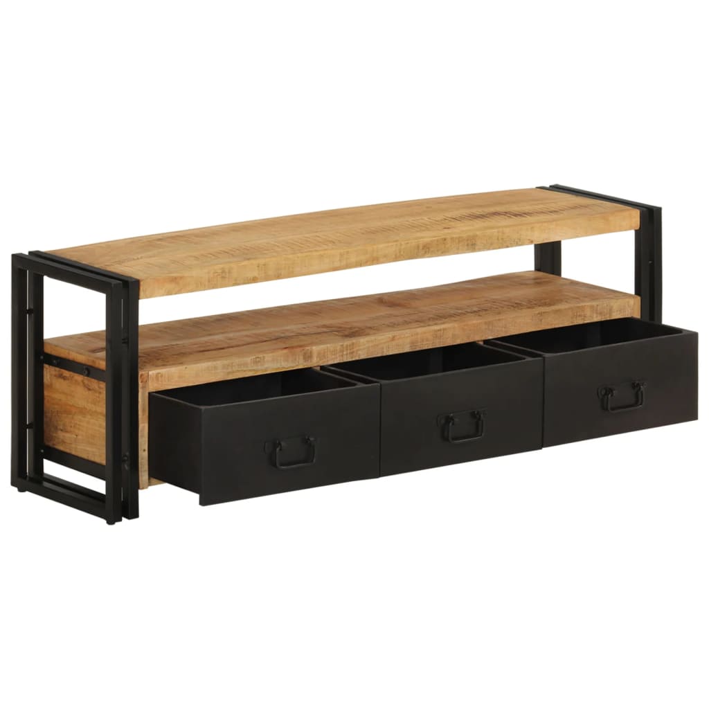 Meuble TV 120x30x40 cm Bois massif de manguier - XIOS