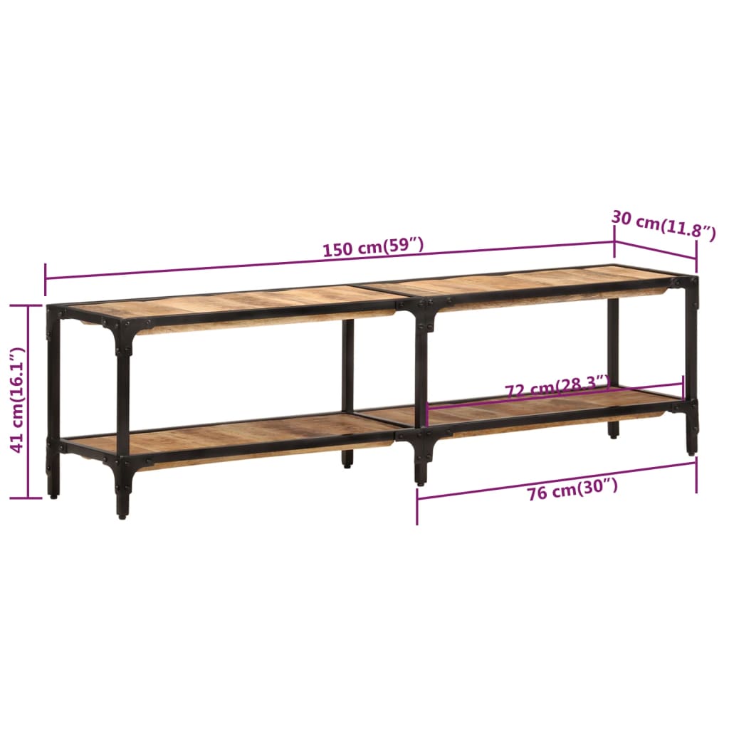 Meuble TV 150x30x41 cm bois massif de manguier - XIOS