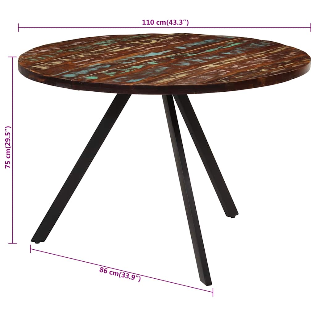 Table à manger 110x75 cm Bois massif de récupération - XIOS