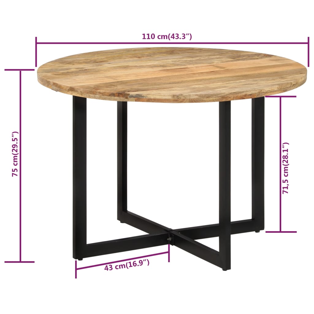Table à dîner 110x75 cm Bois de manguier massif - XIOS