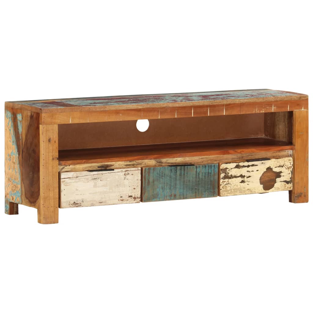 Meuble TV 110x30x40 cm Bois de récupération massif - XIOS