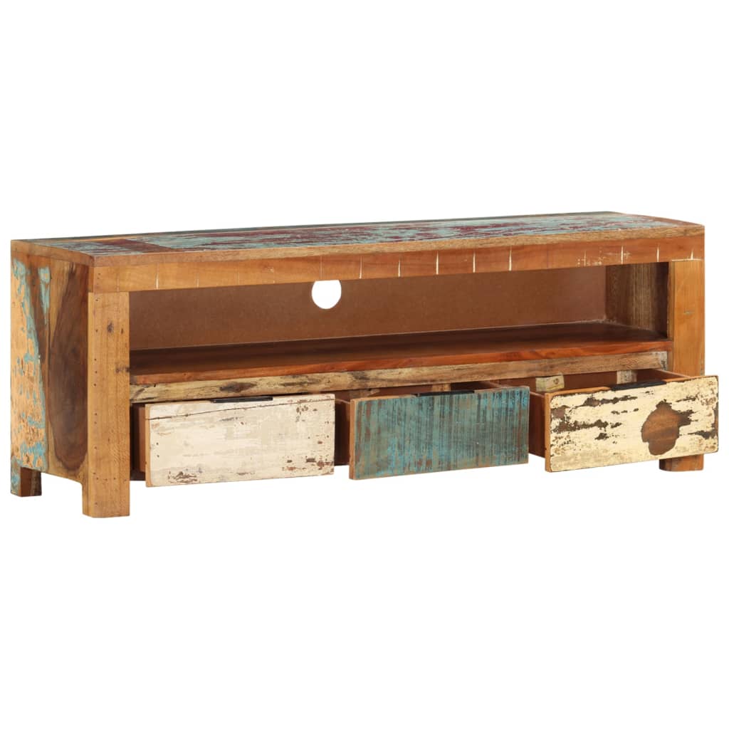 Meuble TV 110x30x40 cm Bois de récupération massif - XIOS