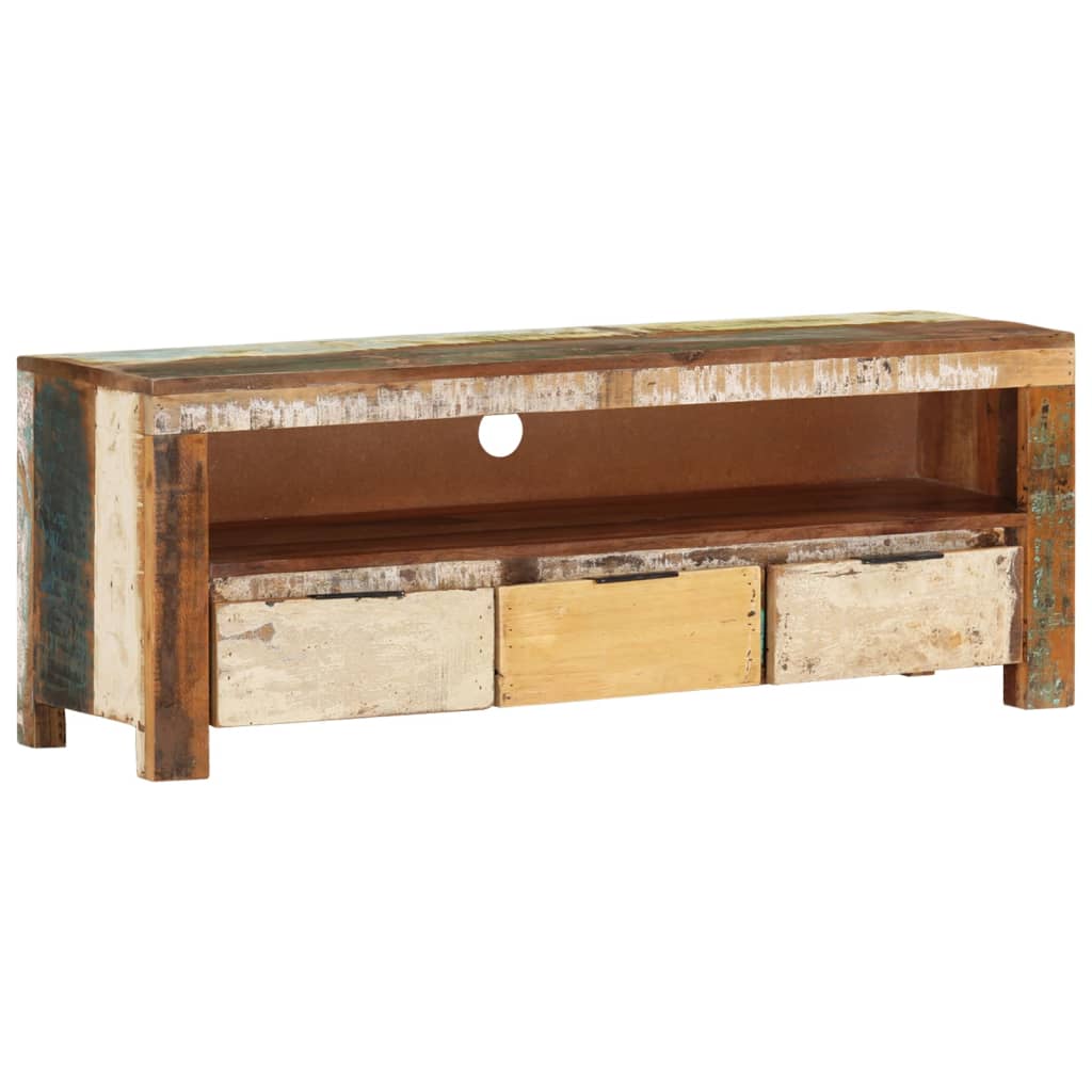 Meuble TV 110x30x40 cm Bois de récupération massif - XIOS