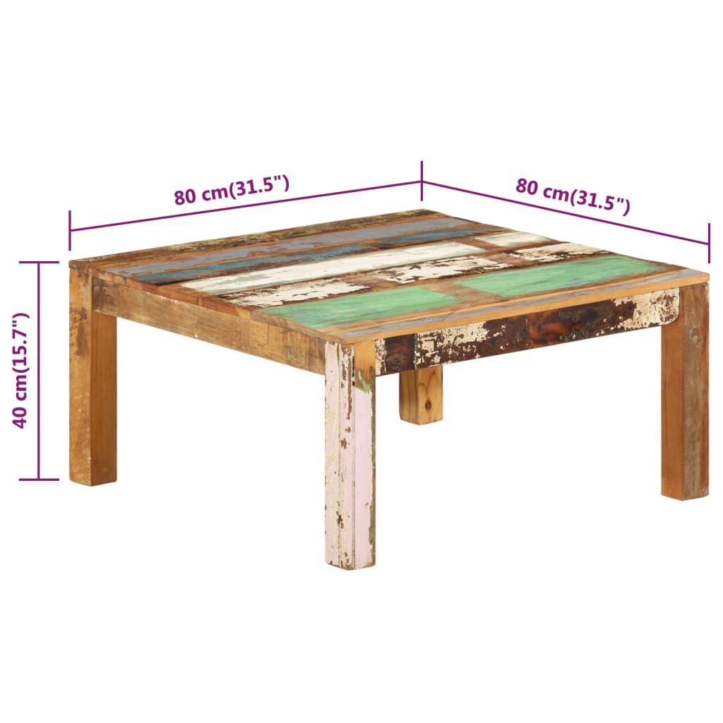 Table basse 80x80x40 cm Bois de récupération massif - XIOS