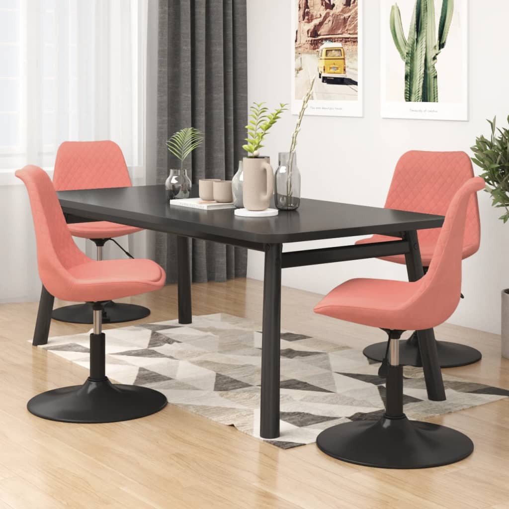 Chaises à manger pivotantes lot de 4 Rose Velours - XIOS