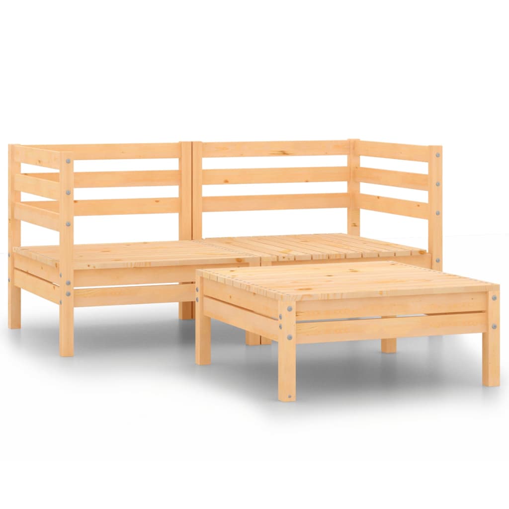 Salon de jardin 3 pcs Bois de pin massif