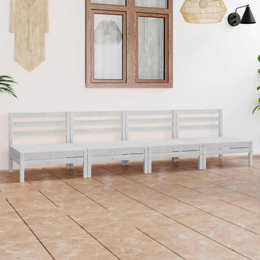 Salon de jardin 4 pcs Blanc Bois de pin massif