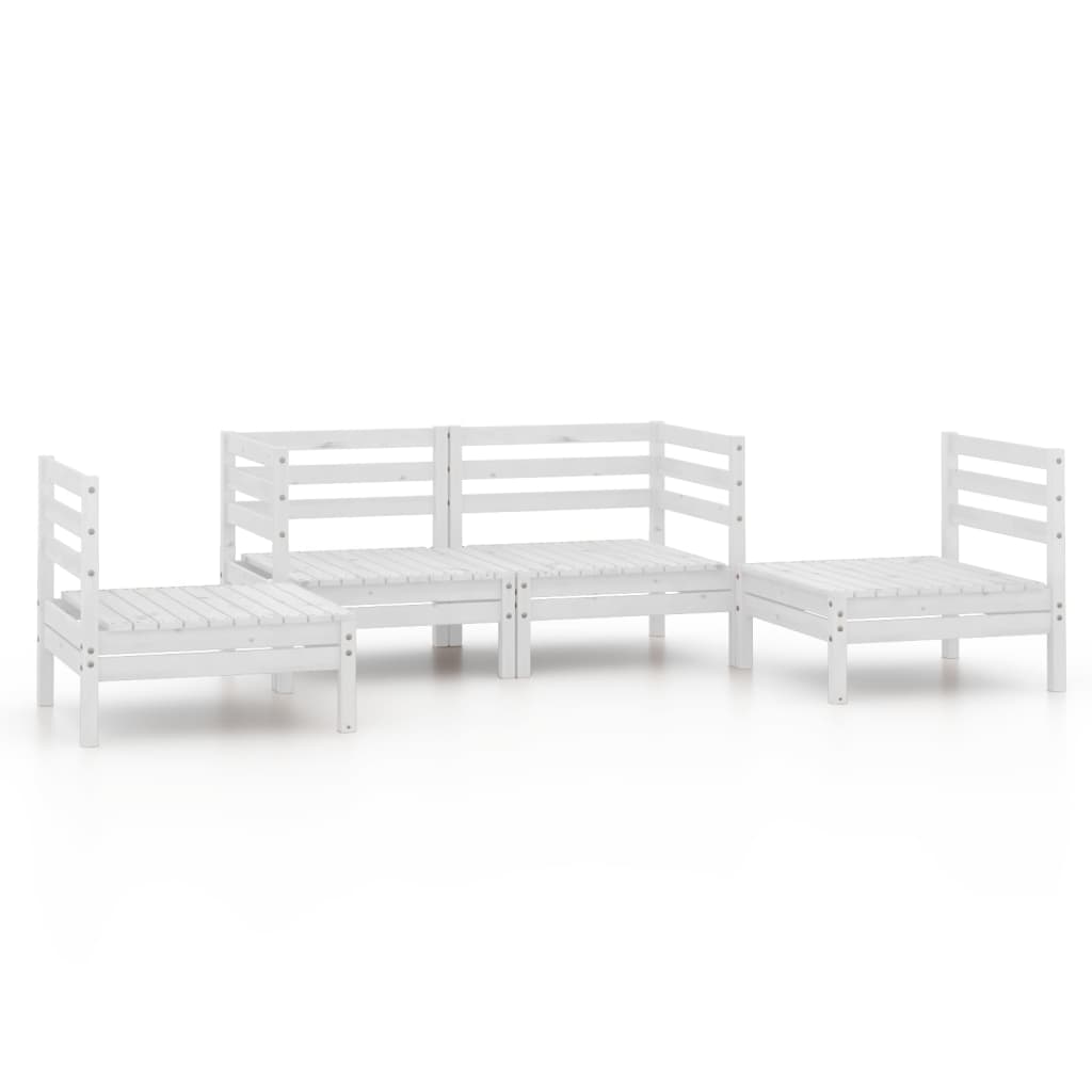 Salon de jardin 4 pcs Blanc Bois de pin massif