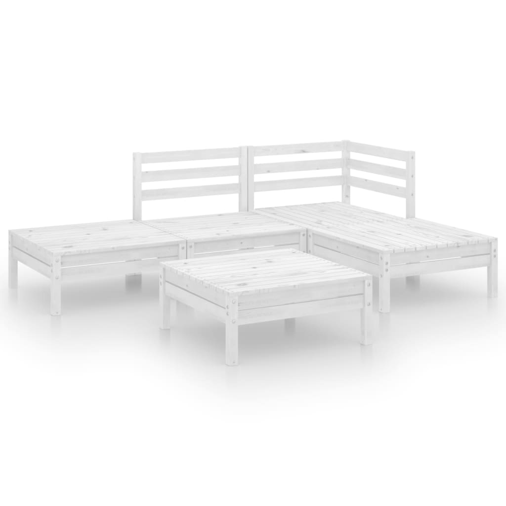 Salon de jardin 5 pcs Bois de pin massif Blanc