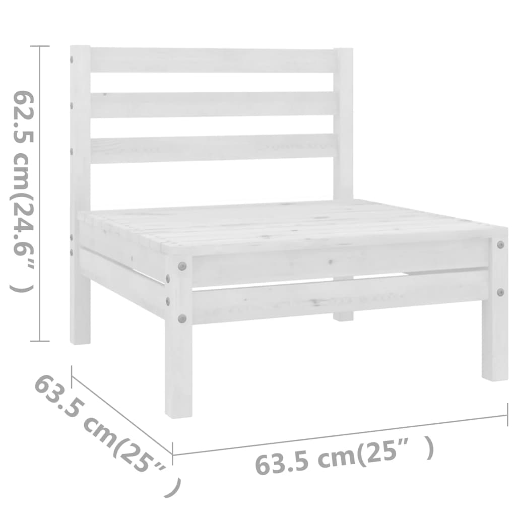 Salon de jardin 6 pcs Bois de pin massif Blanc